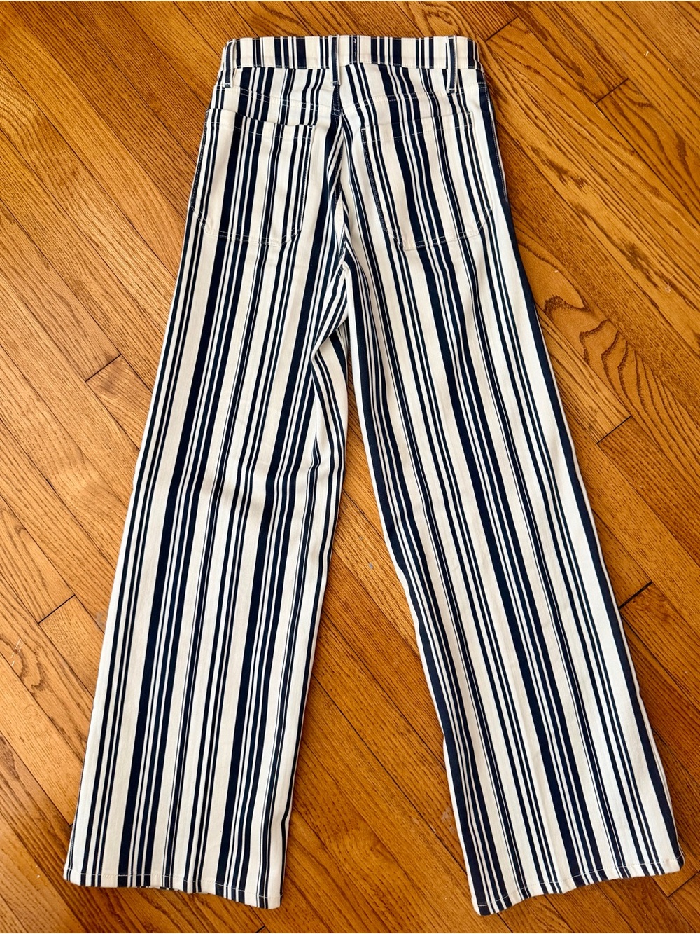 NWOT FRAME Le Slim Palazzo Navy Stripe High Rise Wide Leg Jeans | Size 27 - Picture 7 of 12